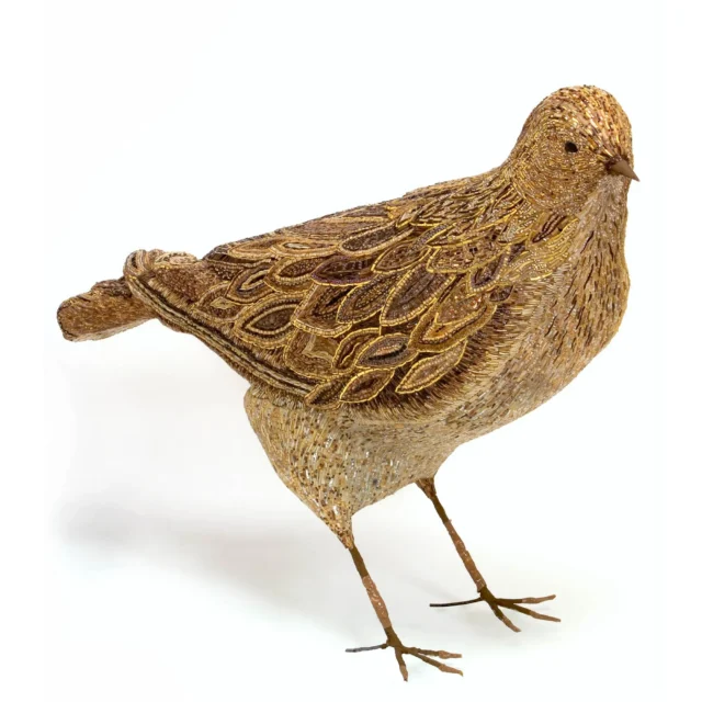 Allodola, scultura in mosaico di paste vitree e oro mosaico, dettaglio, Dusciana Bravura