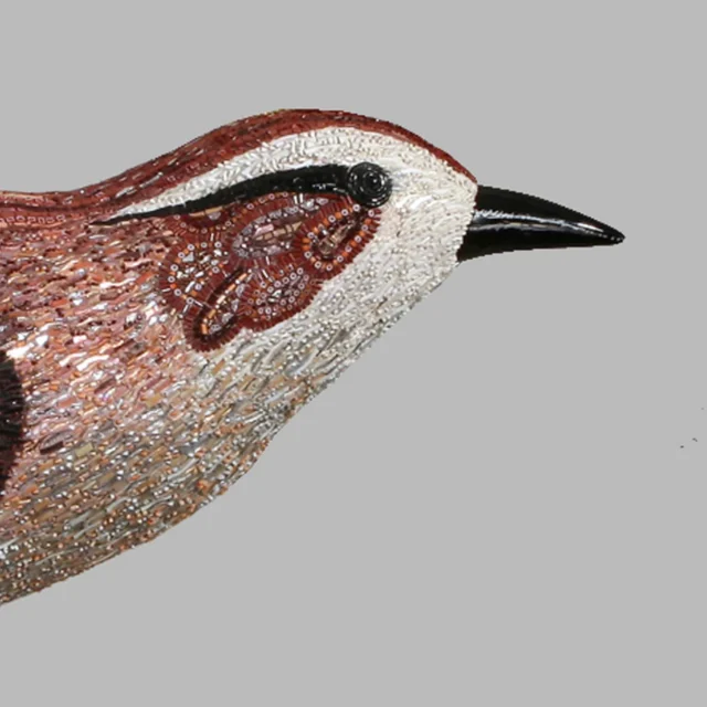 Corrione del deserto, scultura in mosaico di paste vitree e oro, Dusciana Bravura