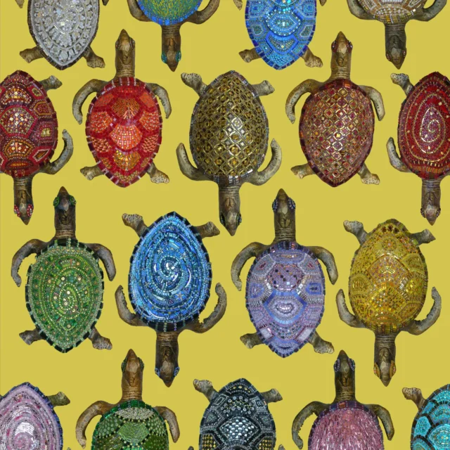 Tartarughe, coppia di sculture in mosaico di Dusciana Bravura, 2005/2008